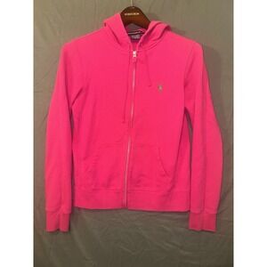 Ralph Lauren Polo Sport Hoodie Womens Medium Pink Full Zip Up Sweatshirt Casual